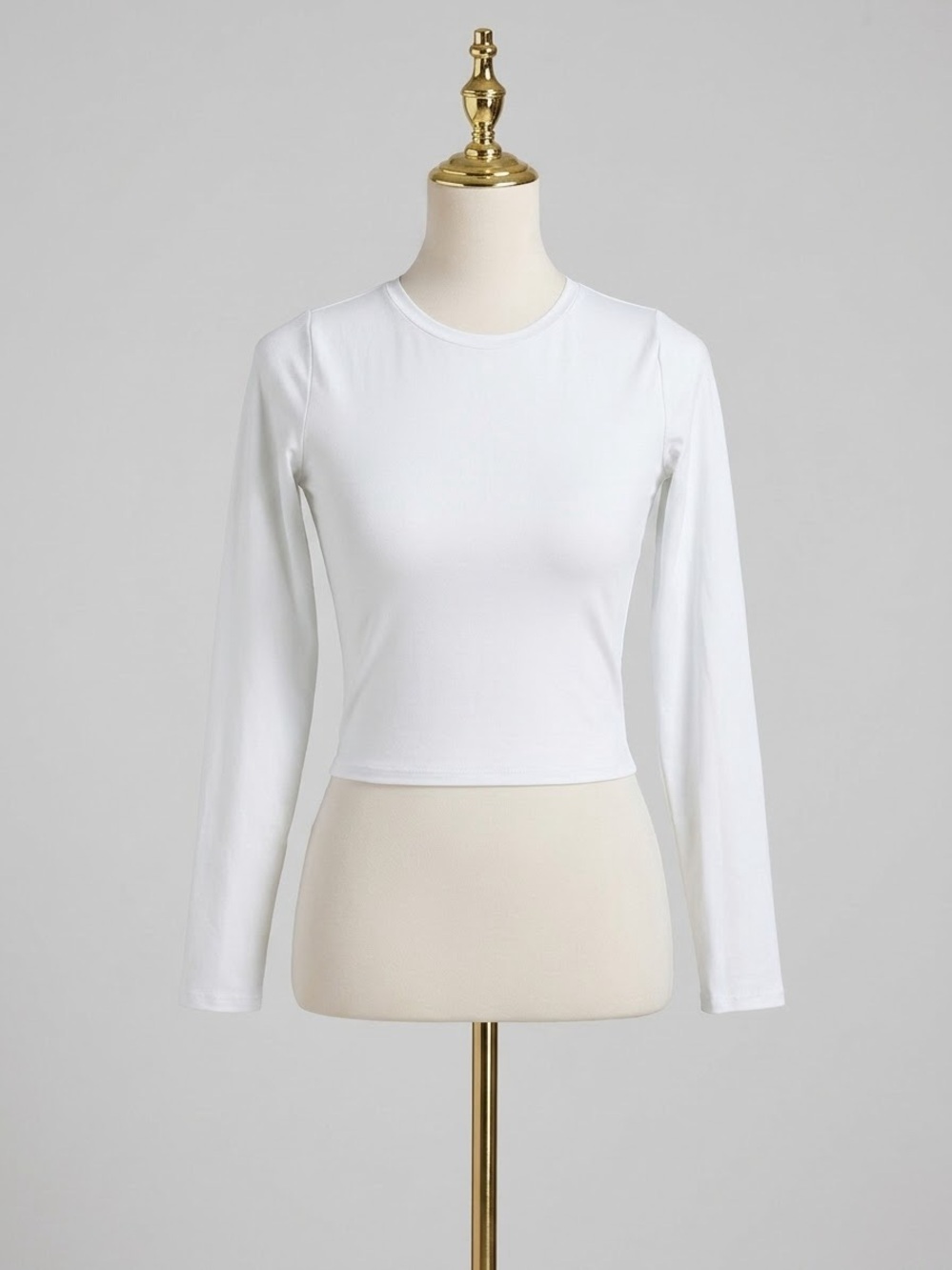 Hollister White Long Sleeve Crewneck Crop Top - Size Small